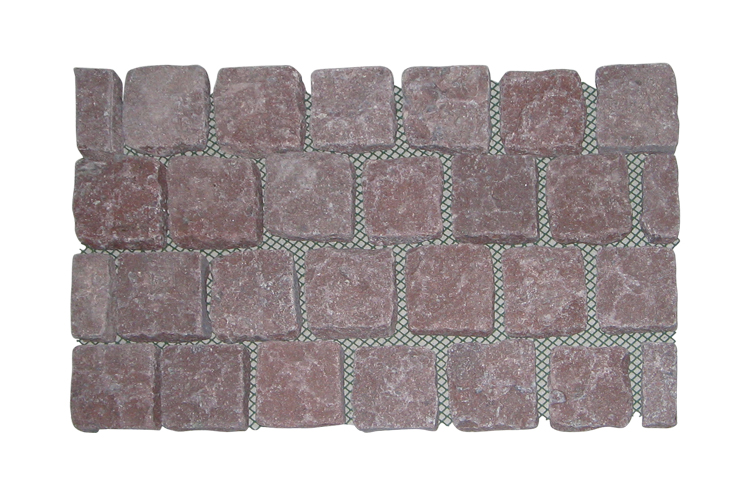 Cubes no Net PT-Red Granite Top and 4 sides naturl split bottom sawn and tumble 65x40x3cm - Dayi Stone